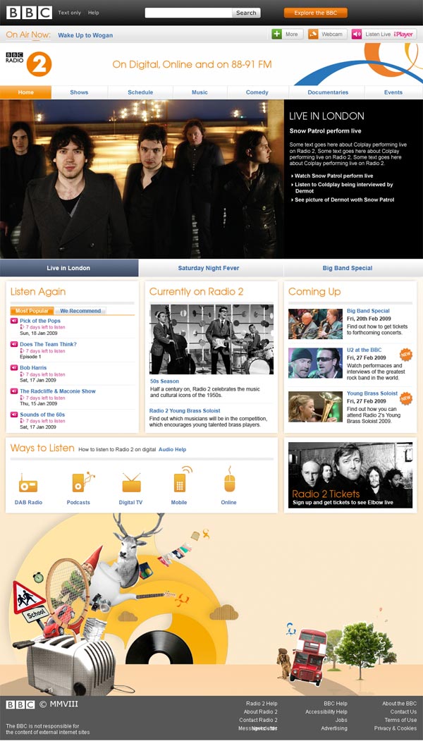 BBC Radio 2 website redesign 2008